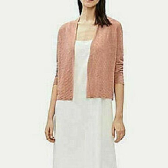 NWT Eileen fisher short card linen Crepe knit top - Picture 1 of 9